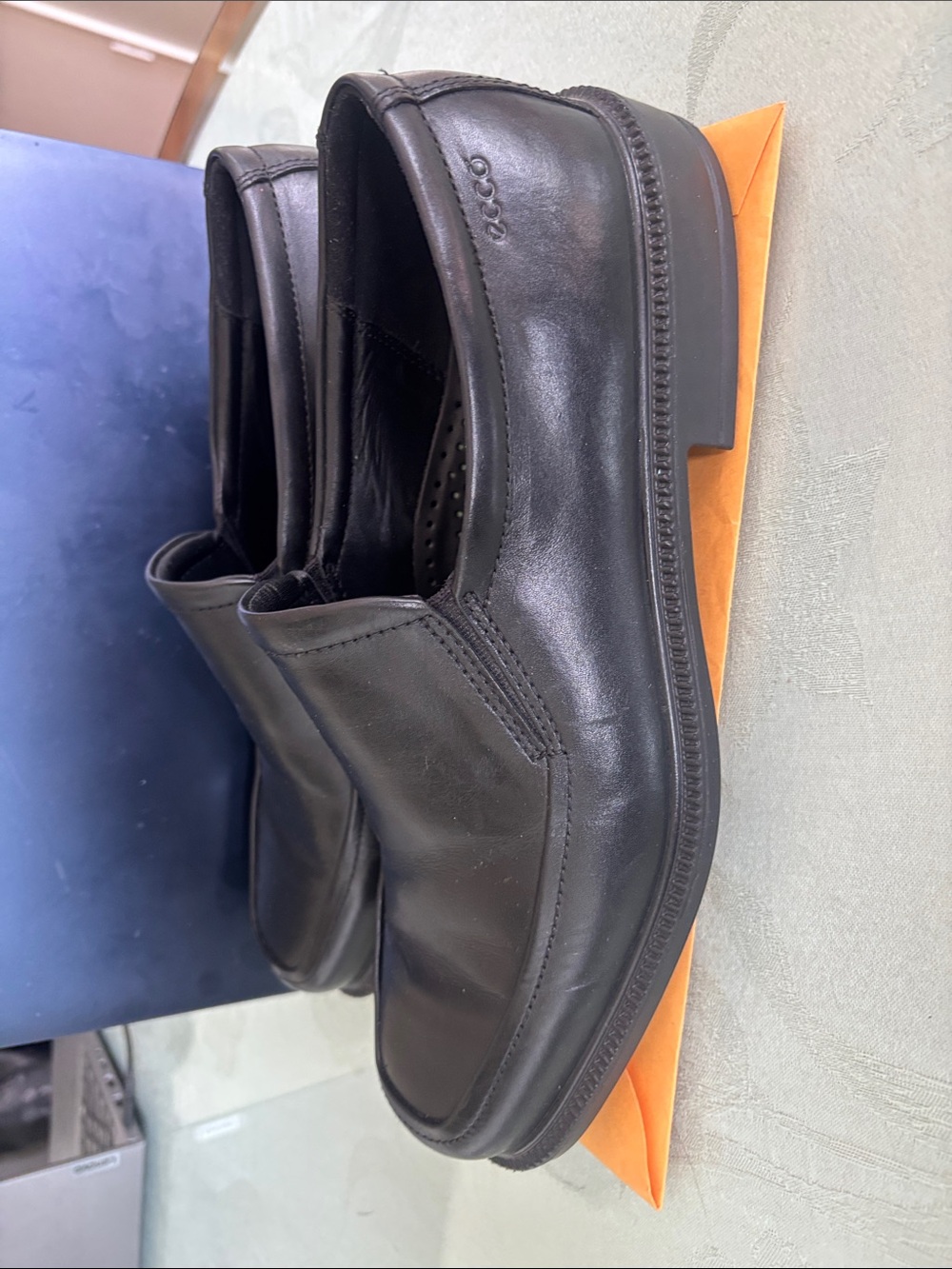 Ecco Black Leather Slip-On Dress Loafers